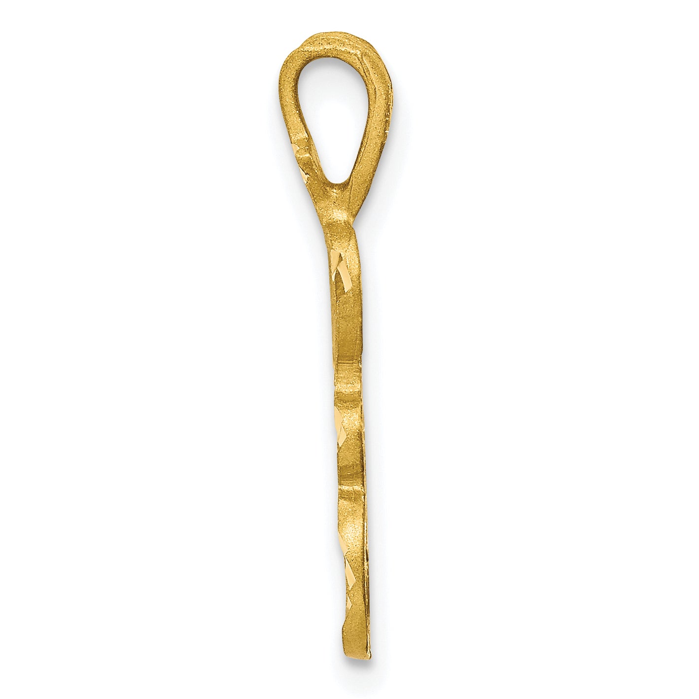 10K Yellow Gold Diamond-Cut Grooved Initial A Charm