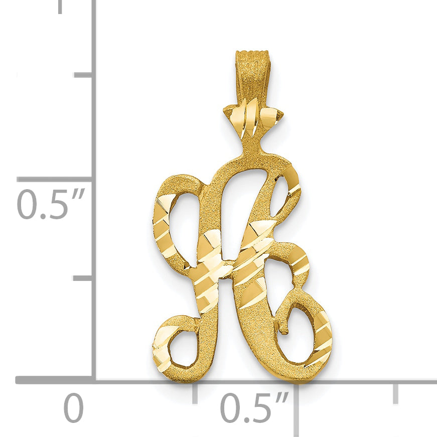 10K Yellow Gold Diamond-Cut Grooved Initial A Charm