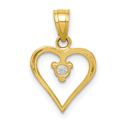 10K Yellow Gold Cz Heart Charm