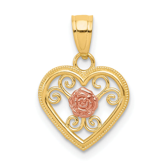10K Two-Tone Small Heart Charm