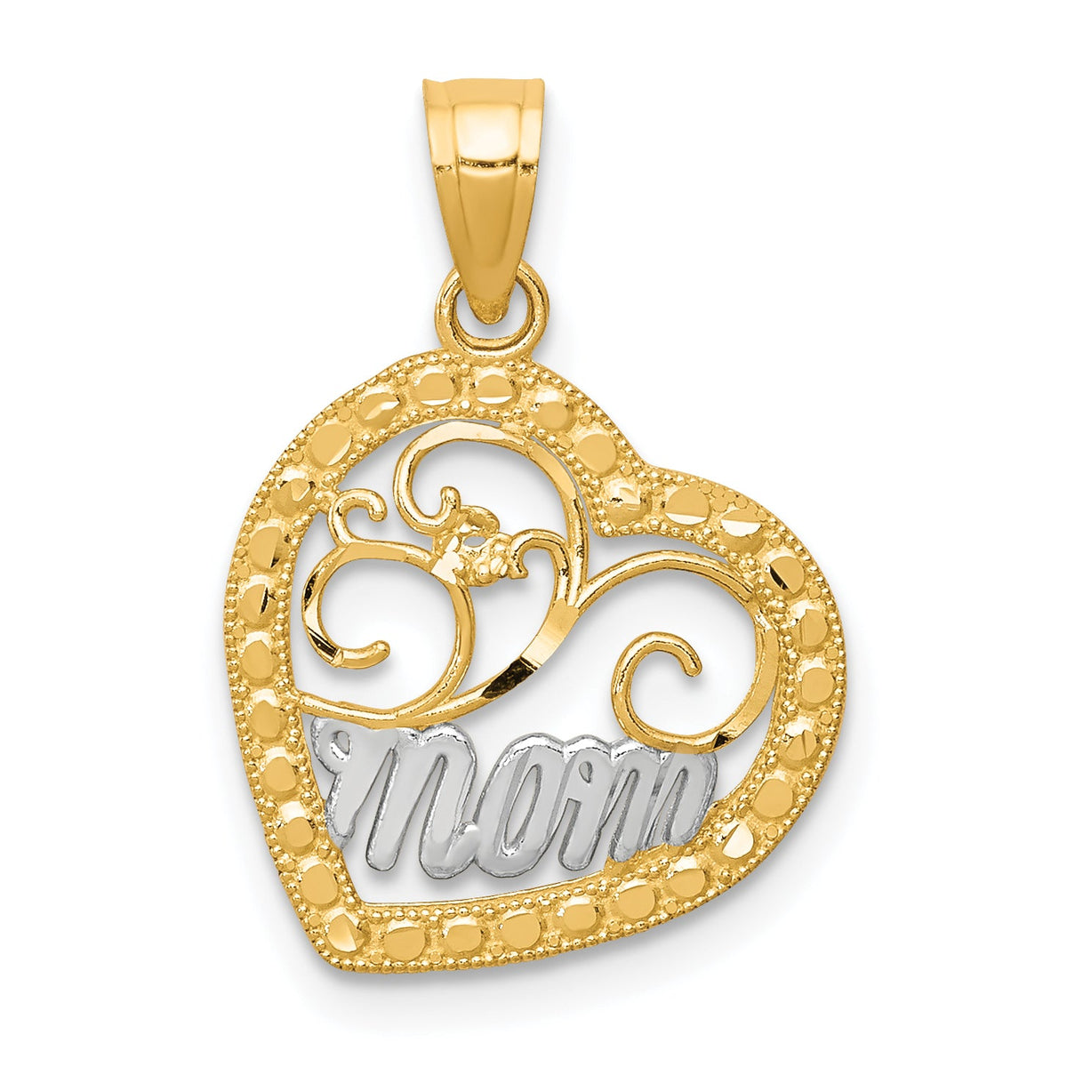 10K Yellow W/Rhodium & Rhodium Mom Heart Charm (10C959) – goldia.ca