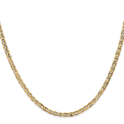 18 Inch 10K Yellow Gold 3mm Concave Anchor Chain Necklace