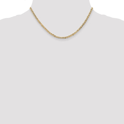 16 Inch 10K Yellow Gold 3mm Concave Anchor Chain Necklace