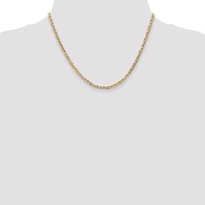 18 Inch 10K Yellow Gold 3mm Concave Anchor Chain Necklace
