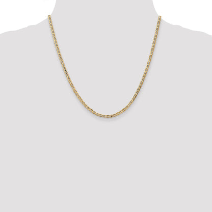 2 Inch 10K Yellow Gold 3mm Concave Anchor Chain Necklace