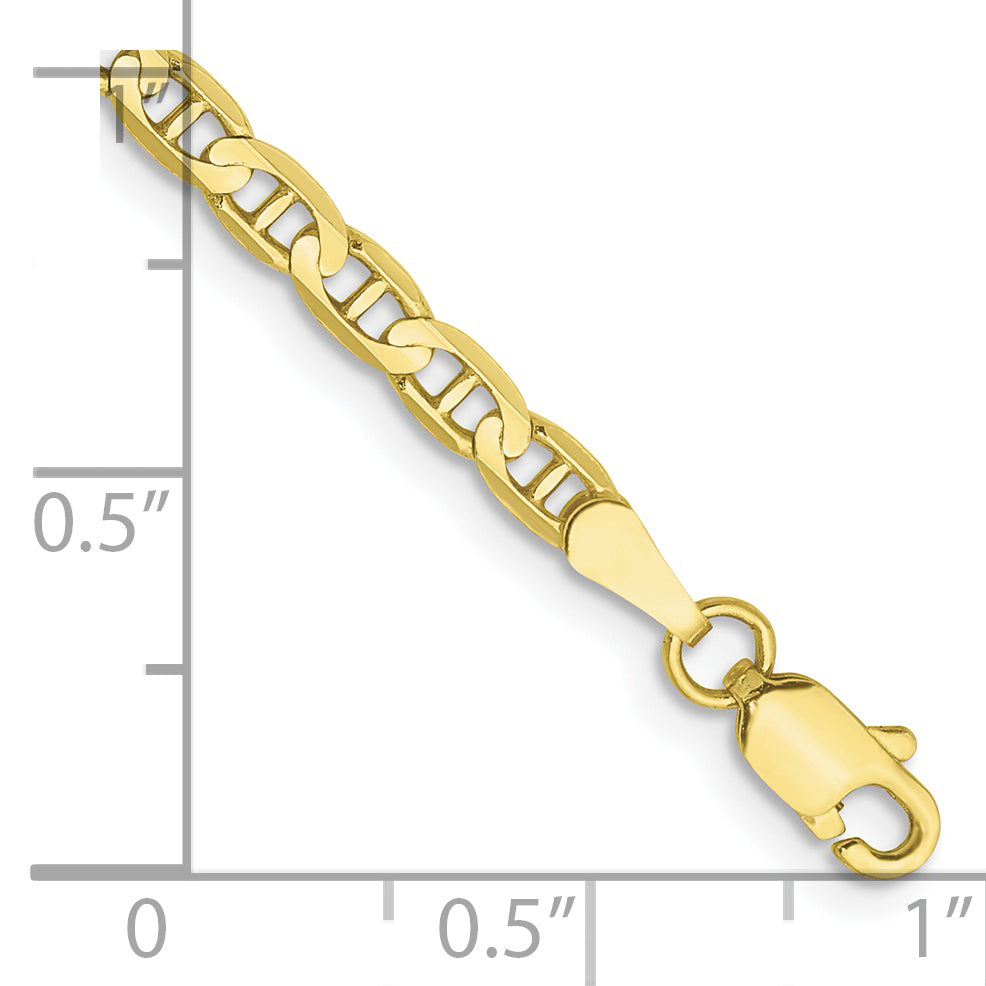7 Inch 10K Yellow Gold 3mm Concave Anchor Chain Bracelet