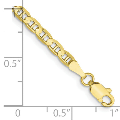 7 Inch 10K Yellow Gold 3mm Concave Anchor Chain Bracelet