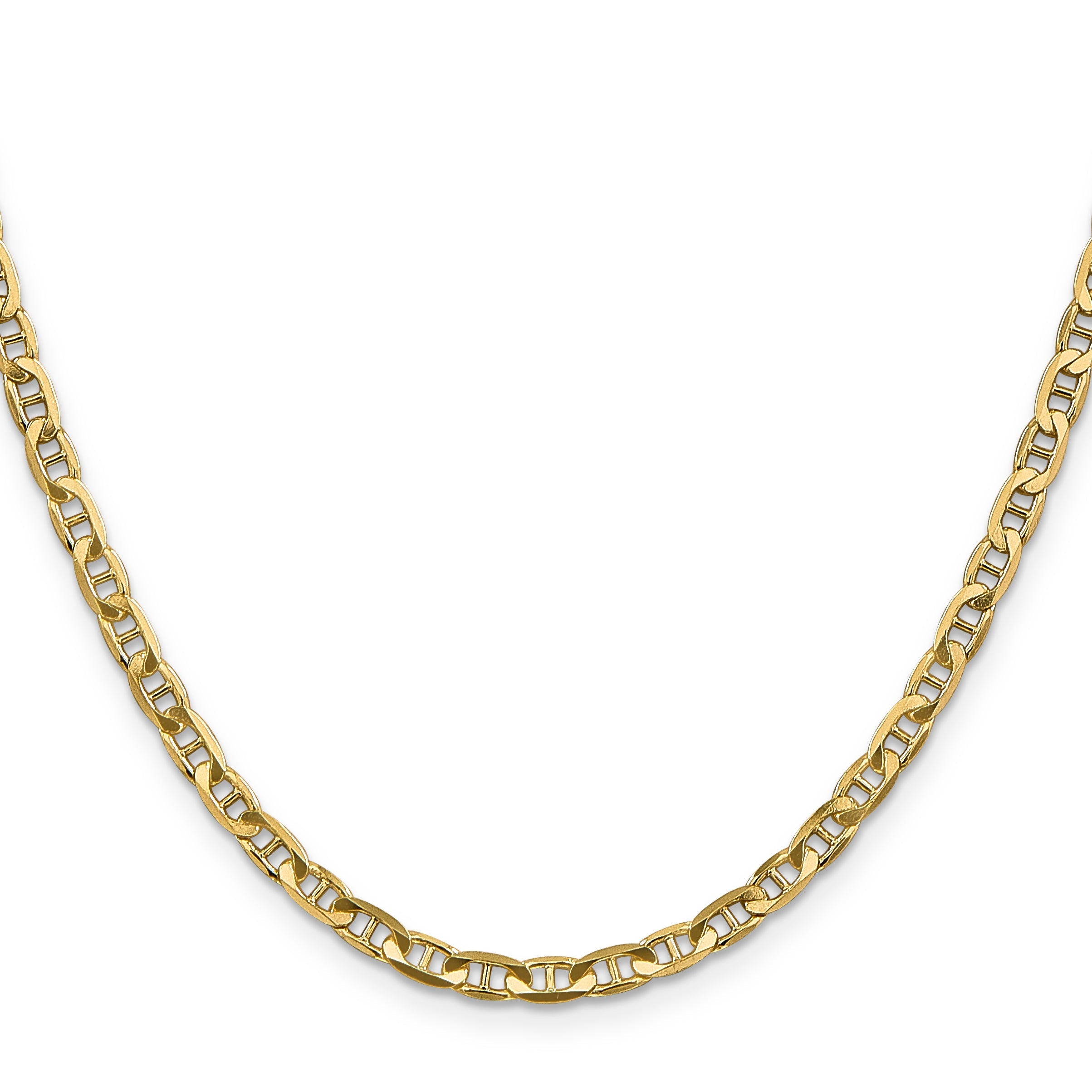 2 Inch 10K Yellow Gold 3.75mm Concave Anchor Chain Necklace