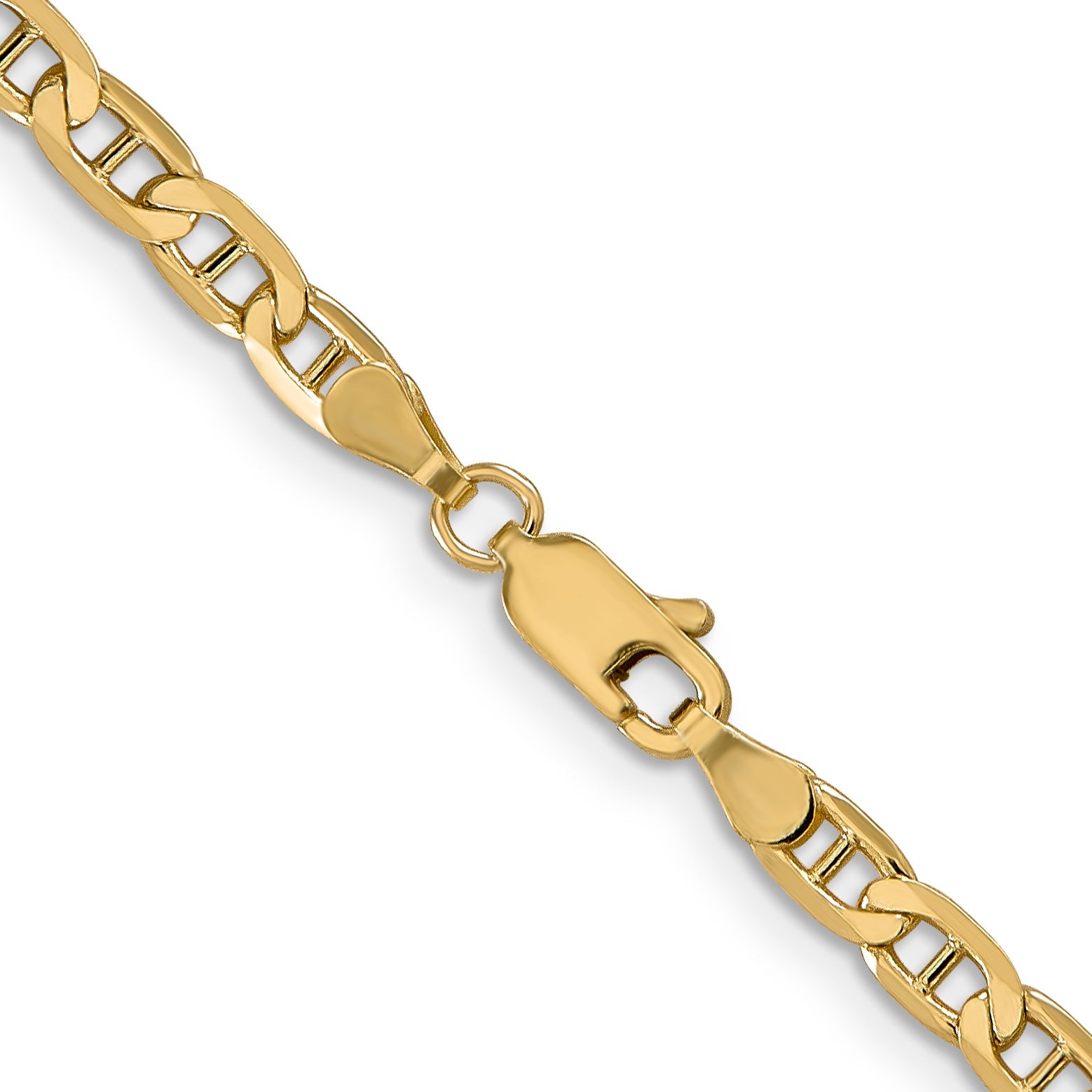 18 Inch 10K Yellow Gold 3.75mm Concave Anchor Chain Necklace