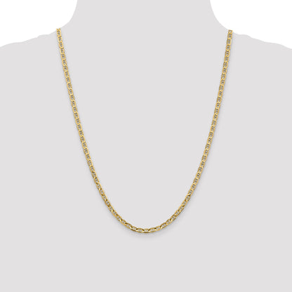 24 Inch 10K Yellow Gold 3.75mm Concave Anchor Chain Necklace