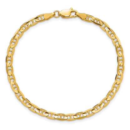 9 Inch 10K Yellow Gold 3.75mm Concave Anchor Chain Bracelet