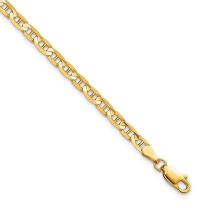 9 Inch 10K Yellow Gold 3.75mm Concave Anchor Chain Bracelet