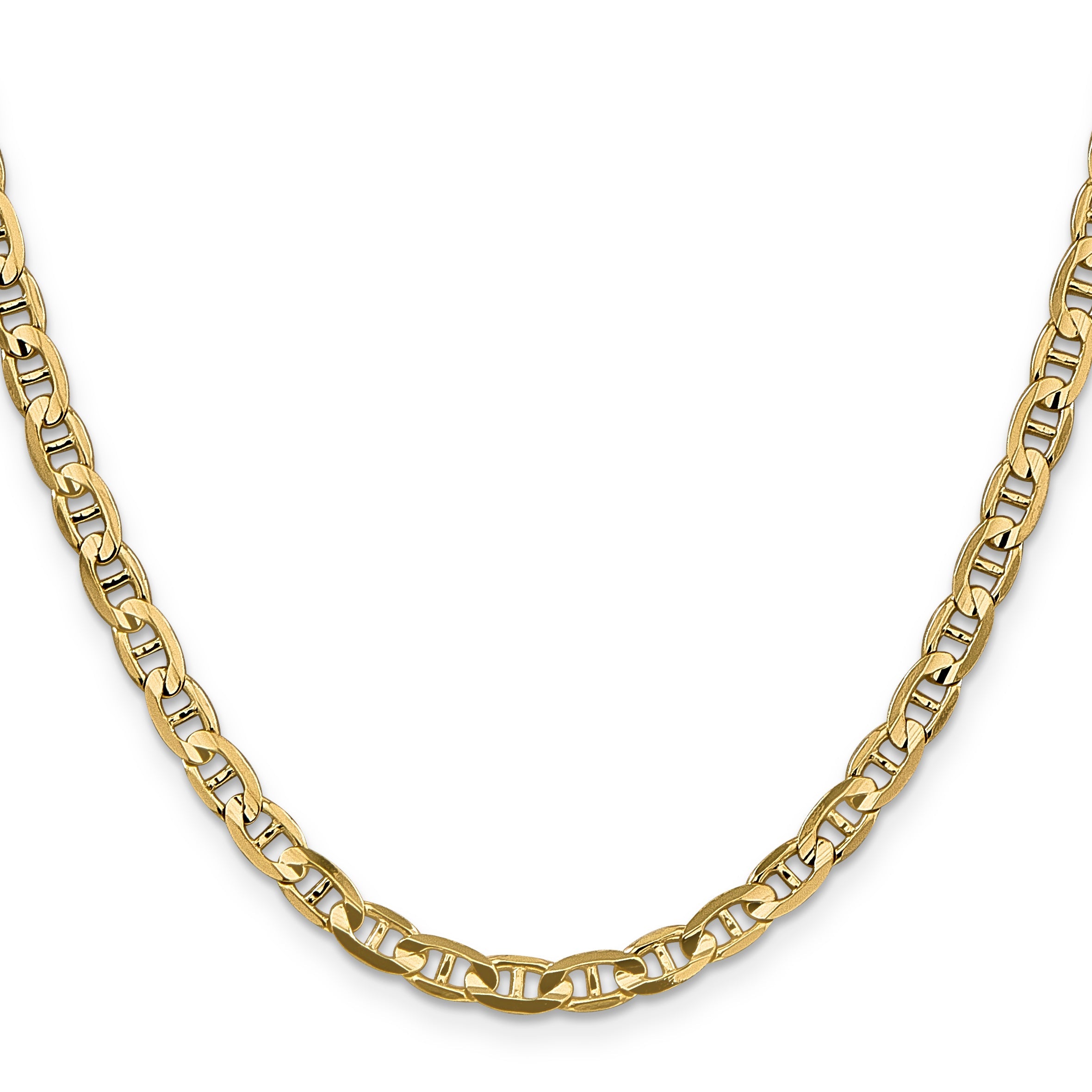 24 Inch 10K Yellow Gold 4.5mm Concave Anchor Chain Necklace