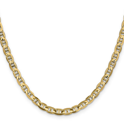 24 Inch 10K Yellow Gold 4.5mm Concave Anchor Chain Necklace