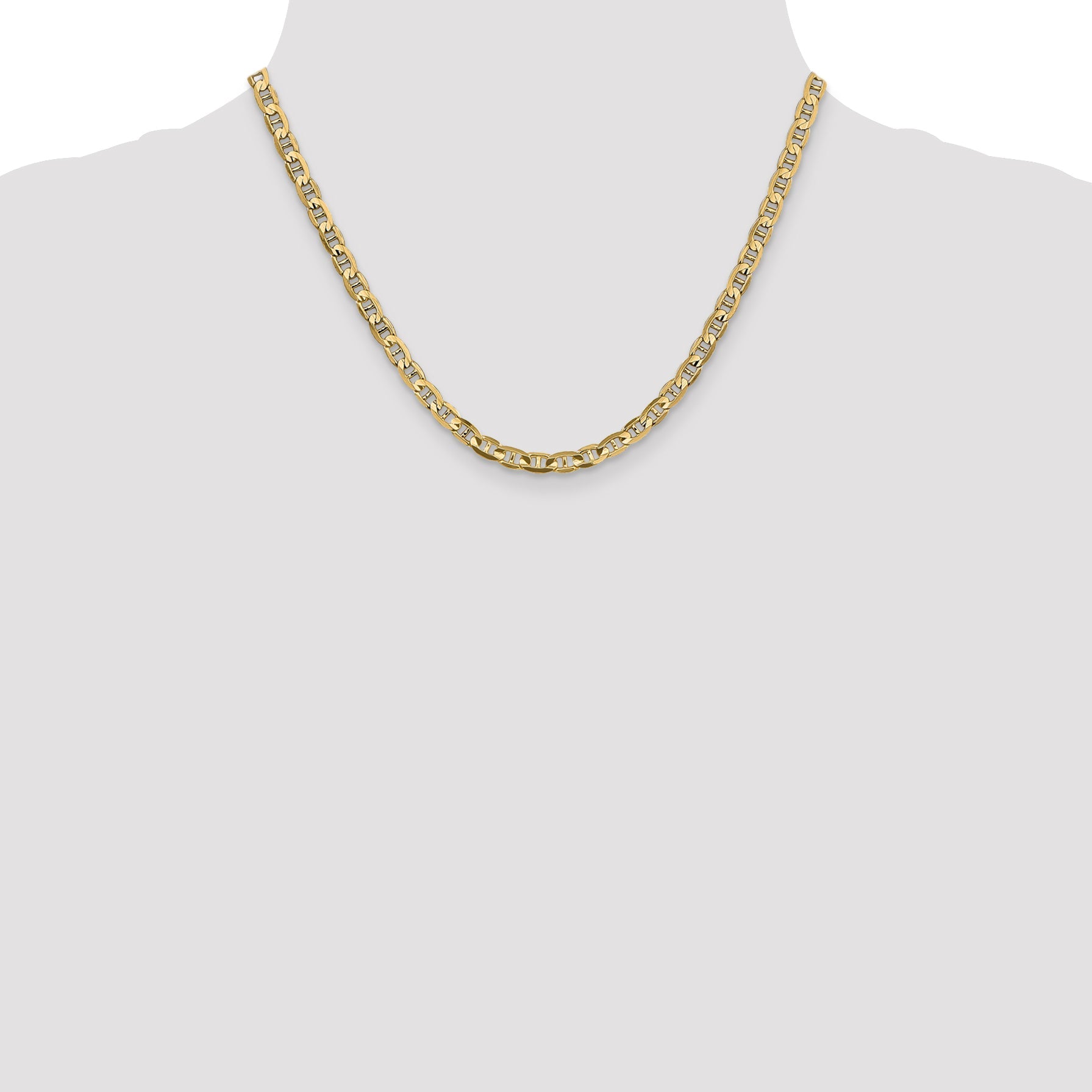 18 Inch 10K Yellow Gold 4.5mm Concave Anchor Chain Necklace