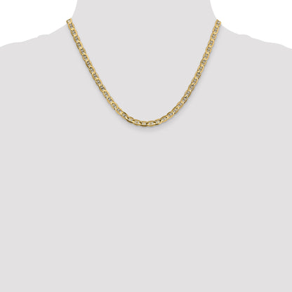 18 Inch 10K Yellow Gold 4.5mm Concave Anchor Chain Necklace