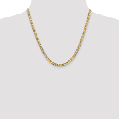 2 Inch 10K Yellow Gold 4.5mm Concave Anchor Chain Necklace
