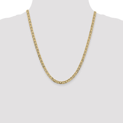 22 Inch 10K Yellow Gold 4.5mm Concave Anchor Chain Necklace