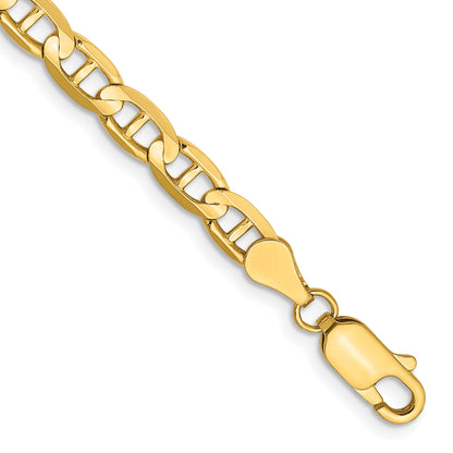 7 Inch 10K Yellow Gold 4.5mm Concave Anchor Chain Bracelet