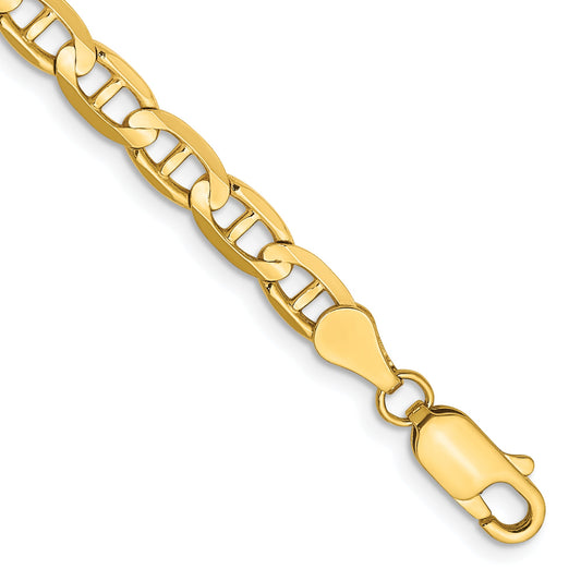 8 Inch 10K Yellow Gold 4.5mm Concave Anchor Chain Bracelet