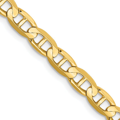 2 Inch 10K Yellow Gold 4.5mm Concave Anchor Chain Necklace