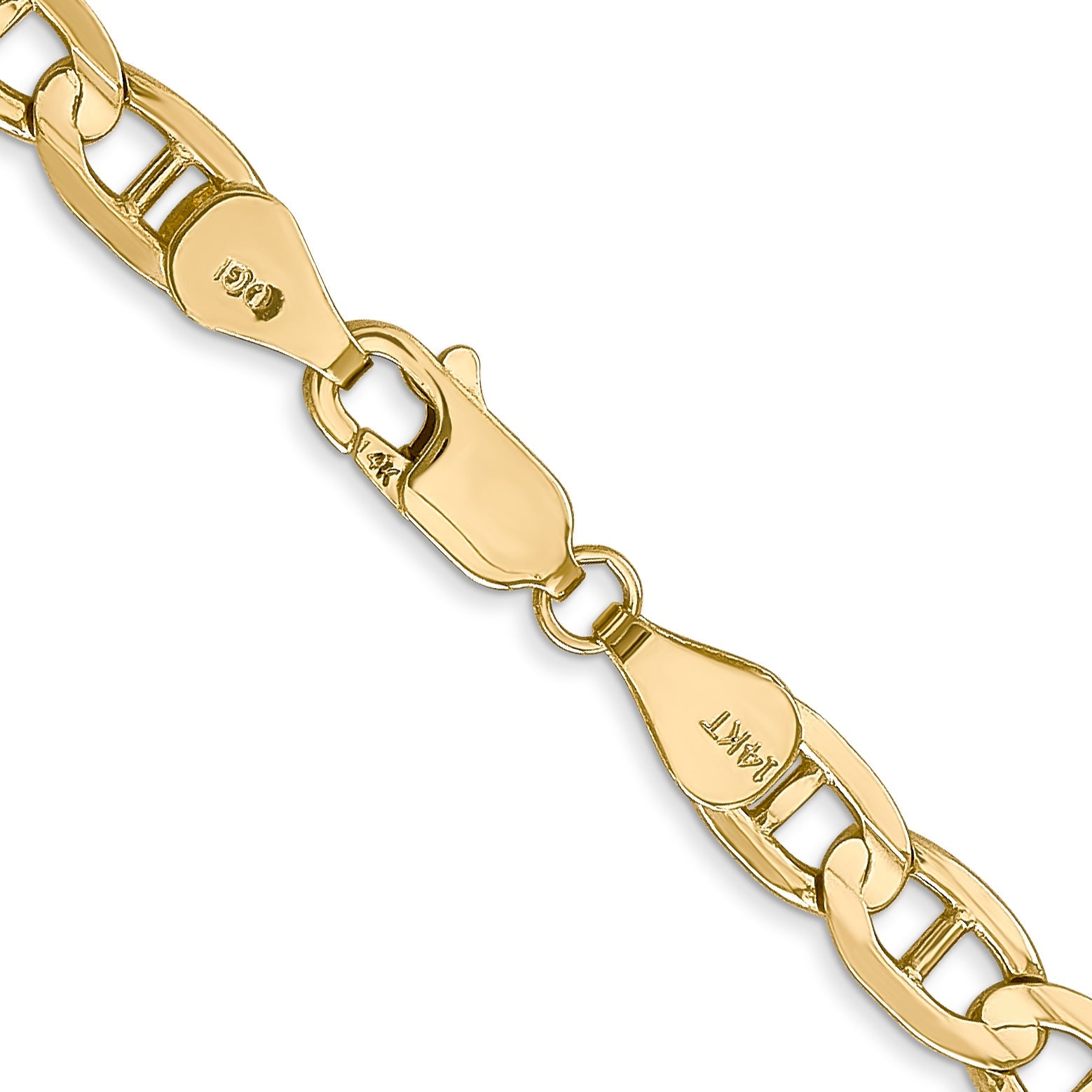 26 Inch 10K Yellow Gold 10K 5.25mm Concave Anchor Chain Necklace