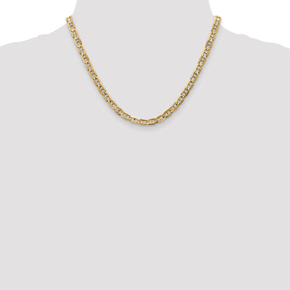 18 Inch 10K Yellow Gold 10K 5.25mm Concave Anchor Chain Necklace