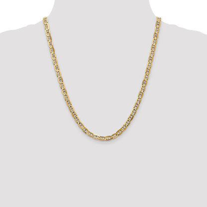 22 Inch 10K Yellow Gold 10K 5.25mm Concave Anchor Chain Necklace