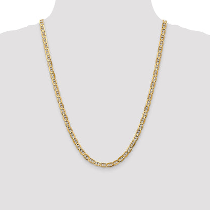24 Inch 10K Yellow Gold 10K 5.25mm Concave Anchor Chain Necklace