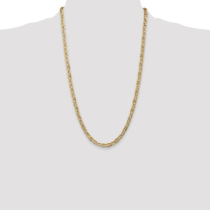 26 Inch 10K Yellow Gold 10K 5.25mm Concave Anchor Chain Necklace