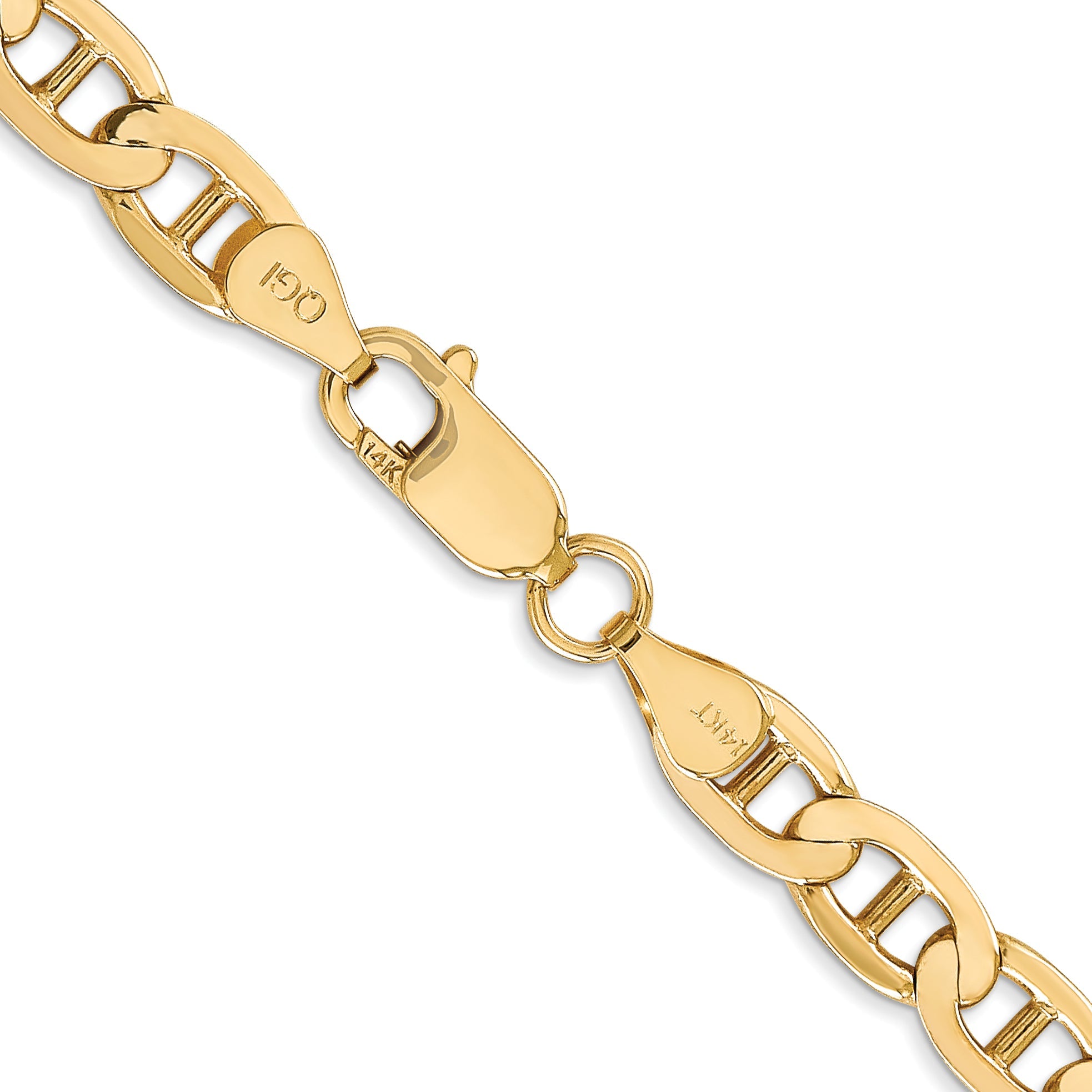 26 Inch 10K Yellow Gold 10K 6.25mm Concave Anchor Chain Necklace