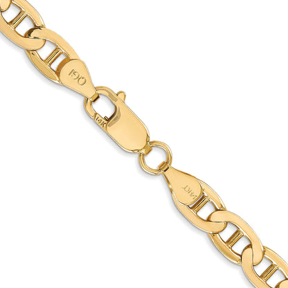 24 Inch 10K Yellow Gold 10K 6.25mm Concave Anchor Chain Necklace