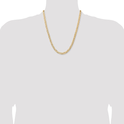 22 Inch 10K Yellow Gold 10K 6.25mm Concave Anchor Chain Necklace