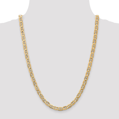 24 Inch 10K Yellow Gold 10K 6.25mm Concave Anchor Chain Necklace
