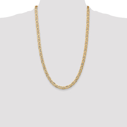 26 Inch 10K Yellow Gold 10K 6.25mm Concave Anchor Chain Necklace