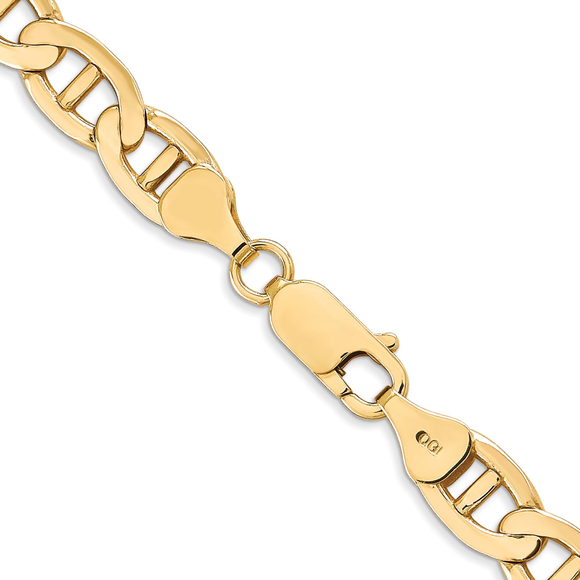 26 Inch 10K Yellow Gold 7mm Concave Anchor Chain Necklace