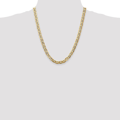 22 Inch 10K Yellow Gold 7mm Concave Anchor Chain Necklace
