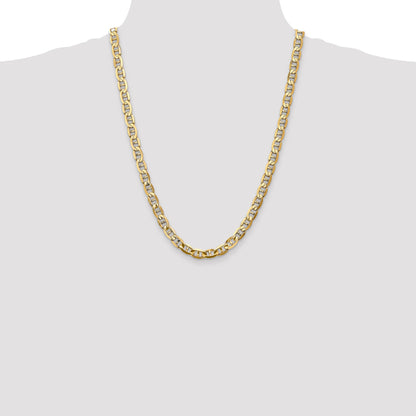 24 Inch 10K Yellow Gold 7mm Concave Anchor Chain Necklace