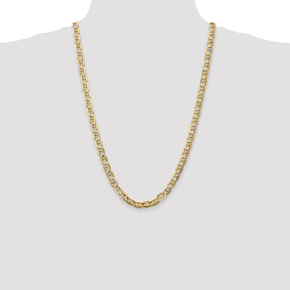 26 Inch 10K Yellow Gold 7mm Concave Anchor Chain Necklace