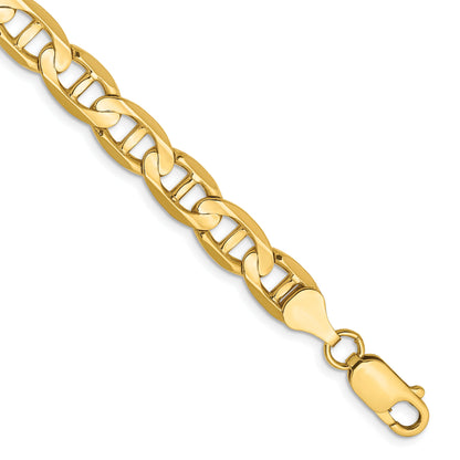 8 Inch 10K Yellow Gold 7mm Concave Anchor Chain Bracelet