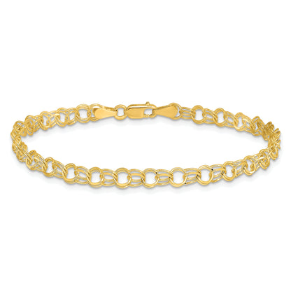 10K Yellow Gold 10Ky Solid Double Link Charm Bracelet