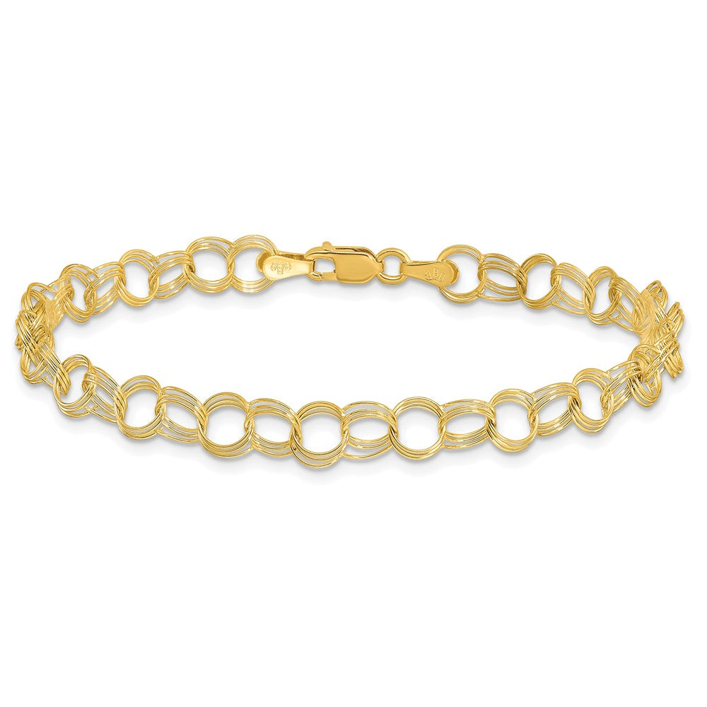 10K Yellow Gold Triple Link Charm Bracelet