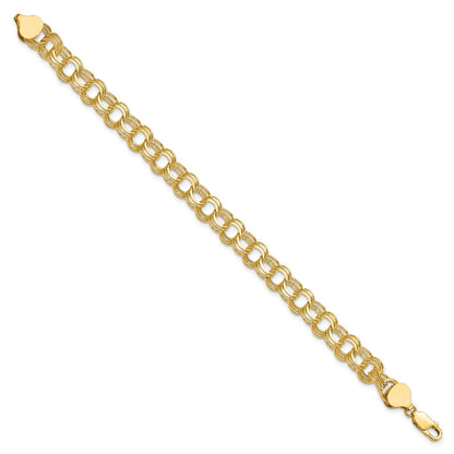 10K Yellow Gold Triple Link Charm Bracelet