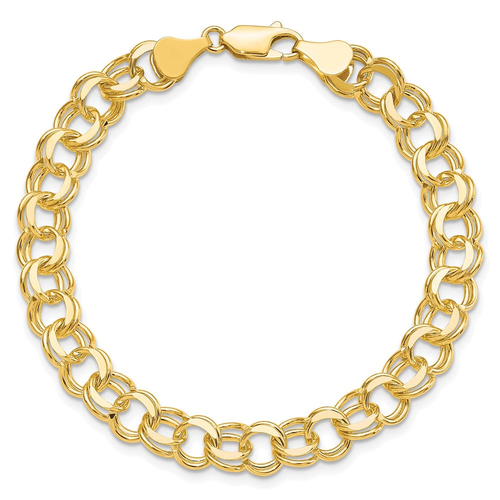 10K Yellow Gold Solid Double Link Charm Bracelet