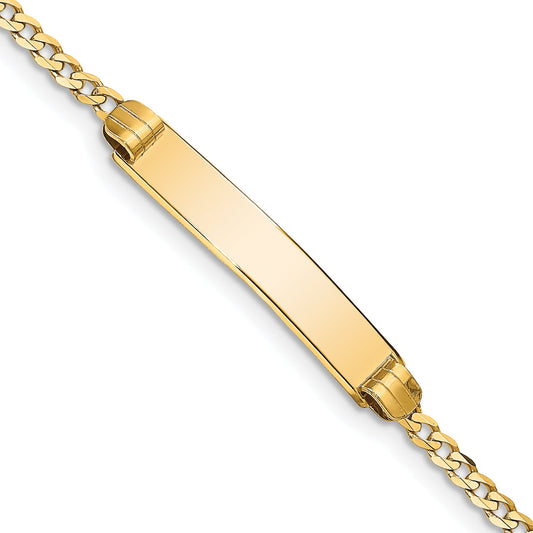 10K Yellow Gold Flat Curb Link Id Bracelet
