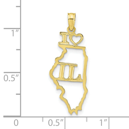 10K Yellow Gold 10K Solid Illinois State Pendant