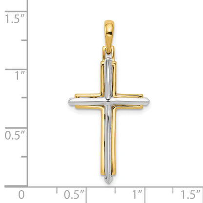 10K Two-Tone Fancy Cross Pendant