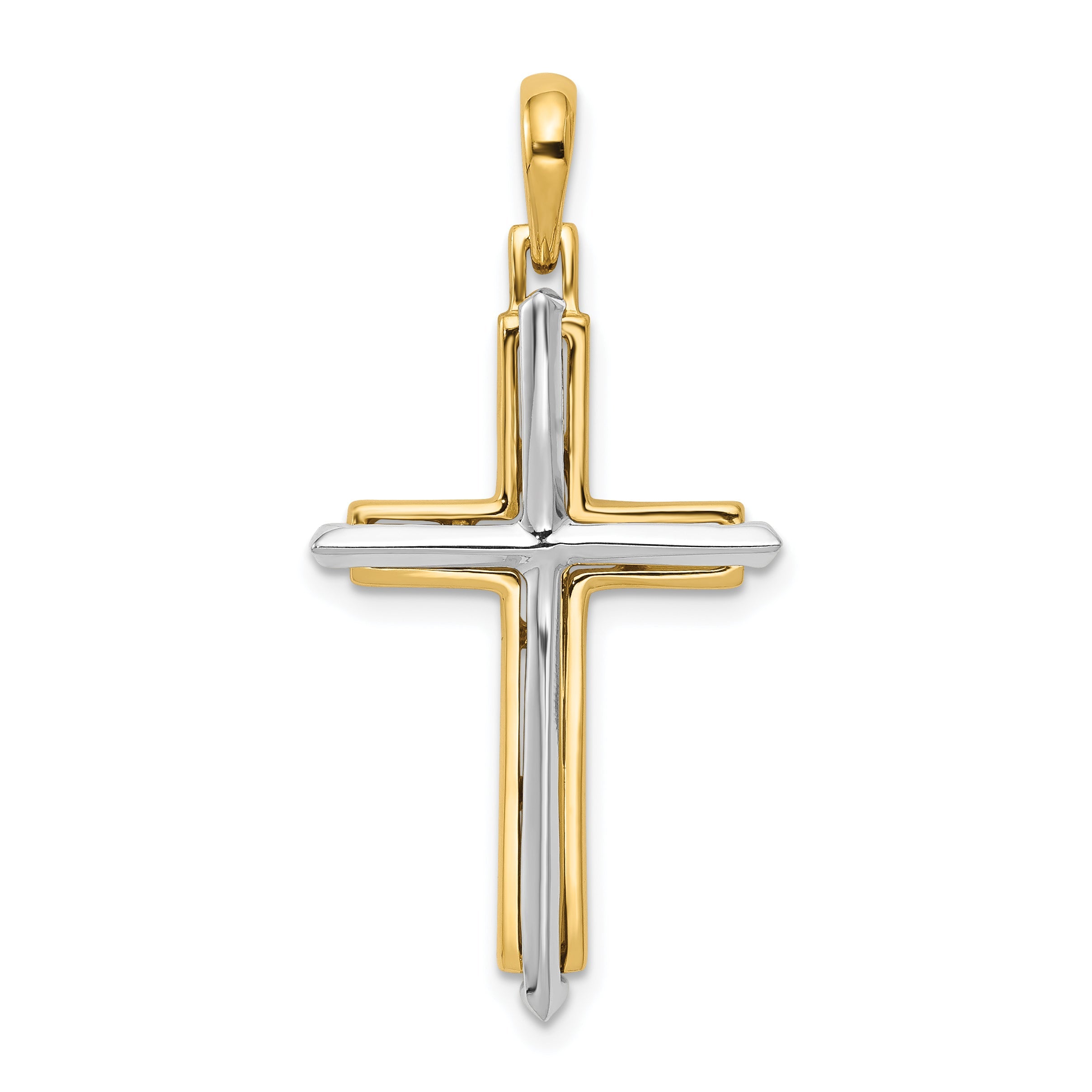 10K Two-Tone Fancy Cross Pendant