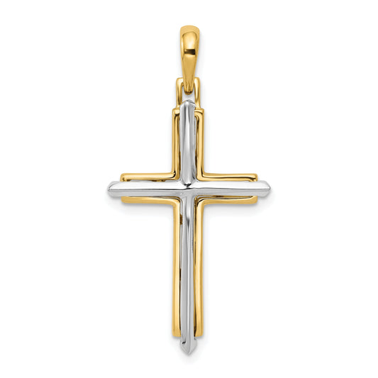 10K Two-Tone Fancy Cross Pendant