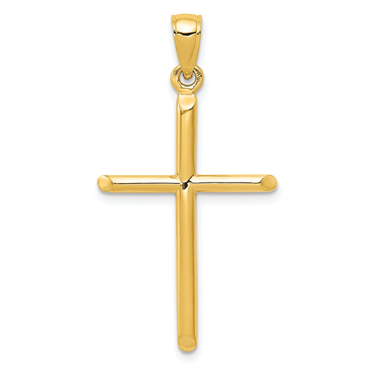 10K Yellow Gold Tubular Cross Pendant
